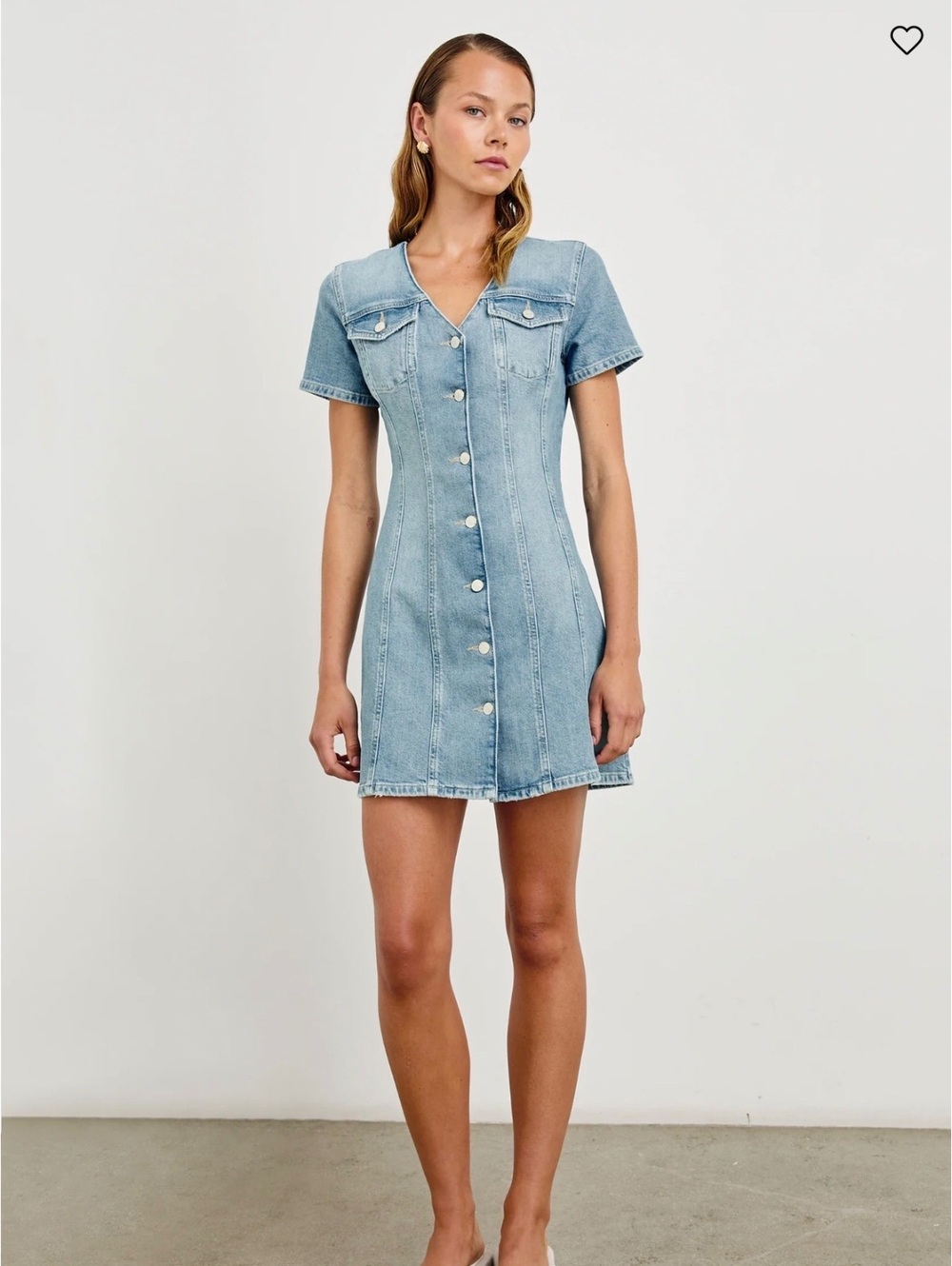 Rails Saratoga Denim Mini Dress Faded Seaglass Size XL Button Front